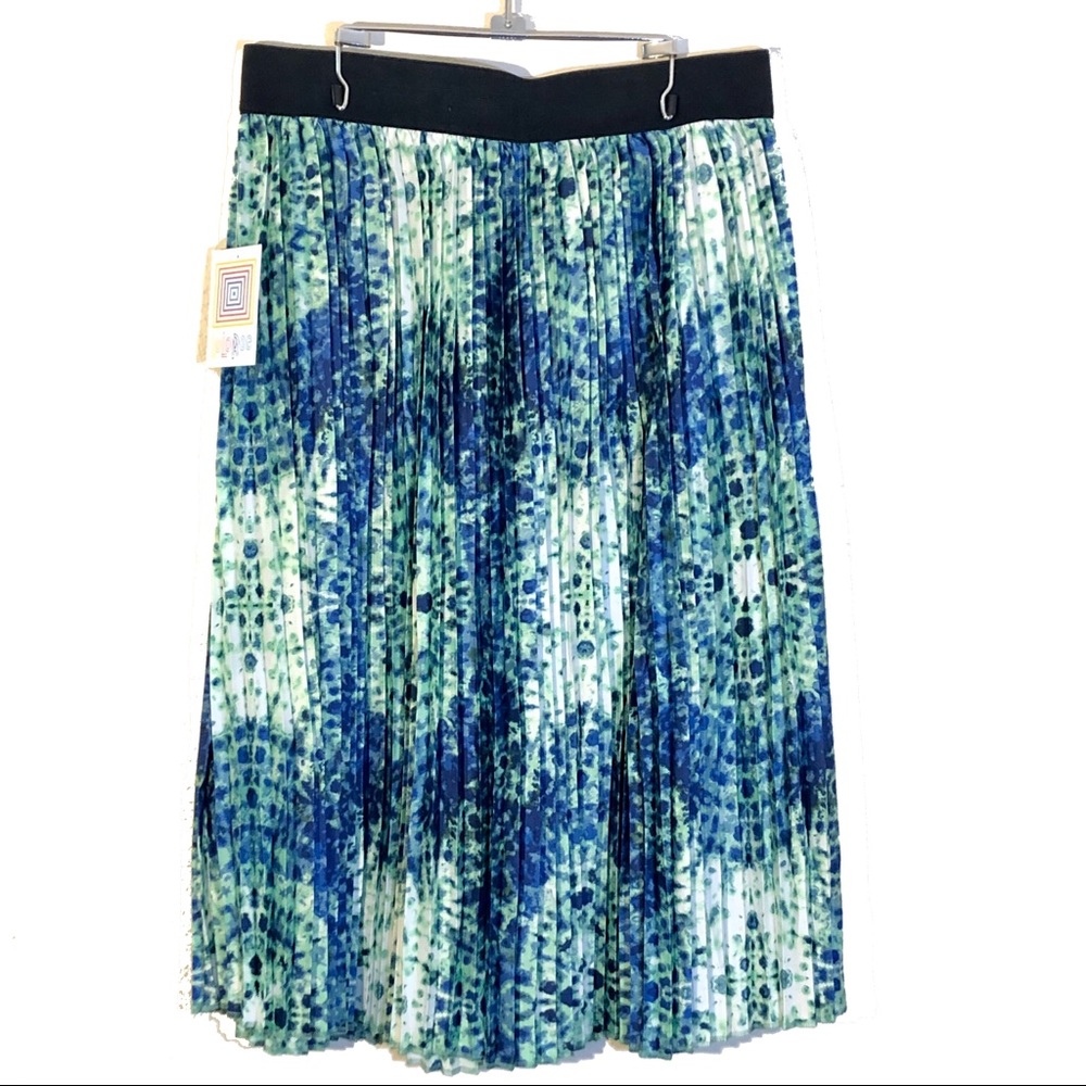 Green & Blue Tie-Dye Pleated Jill Skirt—Size L—NWT